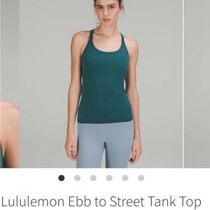 lululemon Ebb to Street Tank Top in Green Jasper Size 10 EUC
